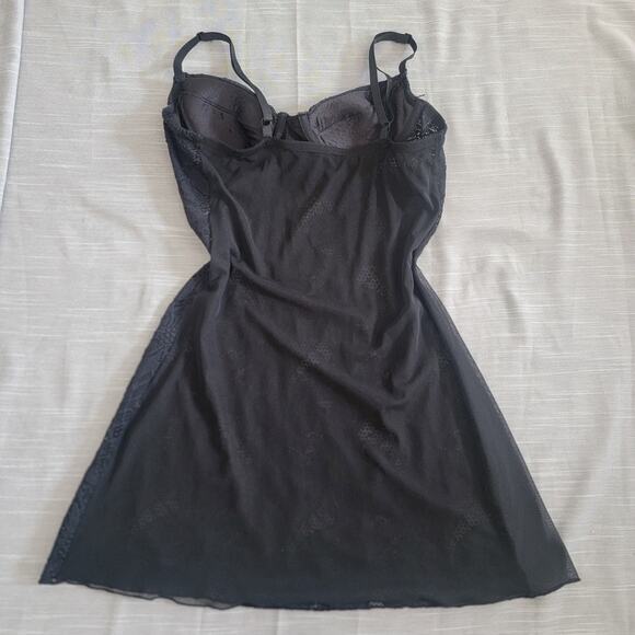 Fredericks of Hollywood Black Teddy Slip Lace Medium Nightie Grunge Whimsygoth - Picture 16 of 16